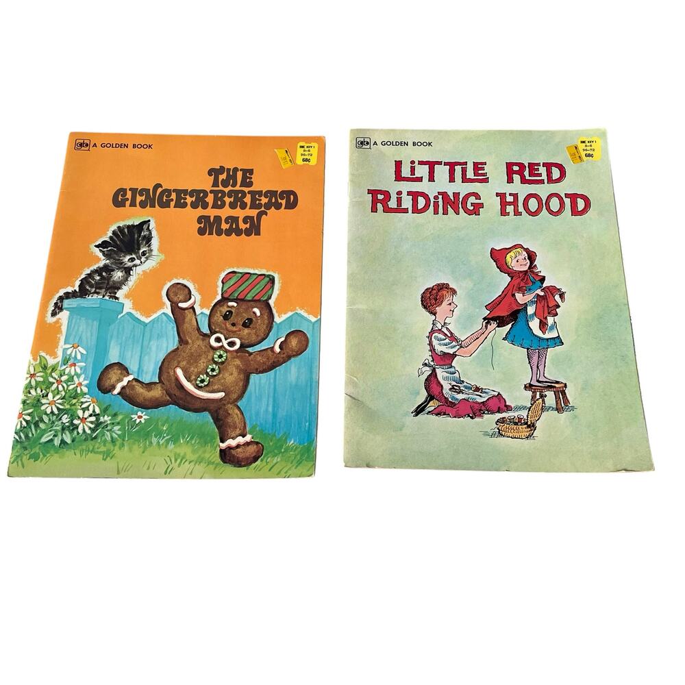 Vintage Golden Book Lot of 2 1960s 70s Classic Riding Hood Gingerbread Man READ